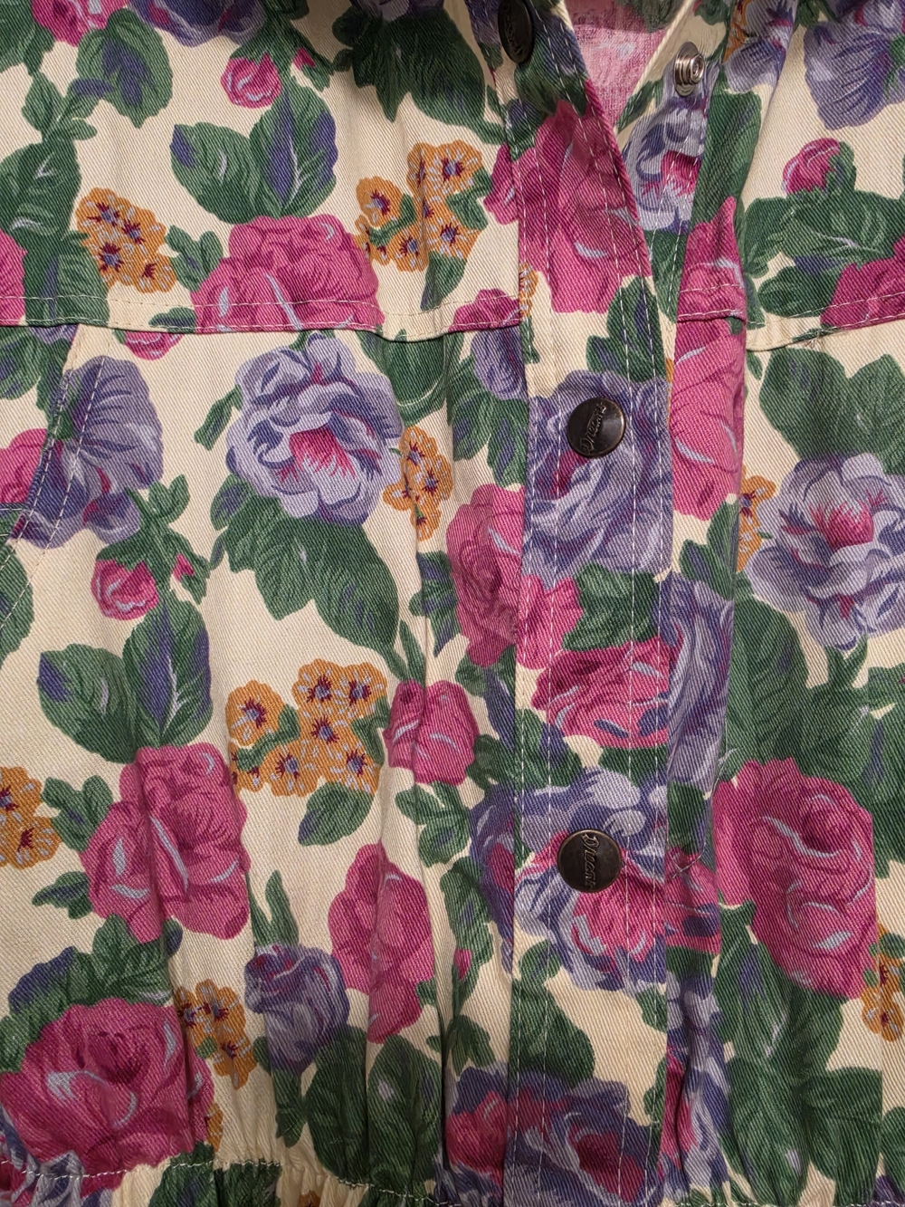 80's NWT 100% Cotton VTG Floral Jumpsuit Sz L - Picture 13 of 16
